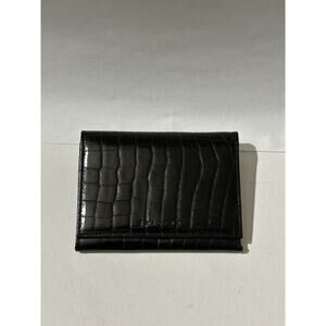 T Toscano Italy Black Croc Effect Handmade Leather‎ Wallet Card Holder Gorgeous